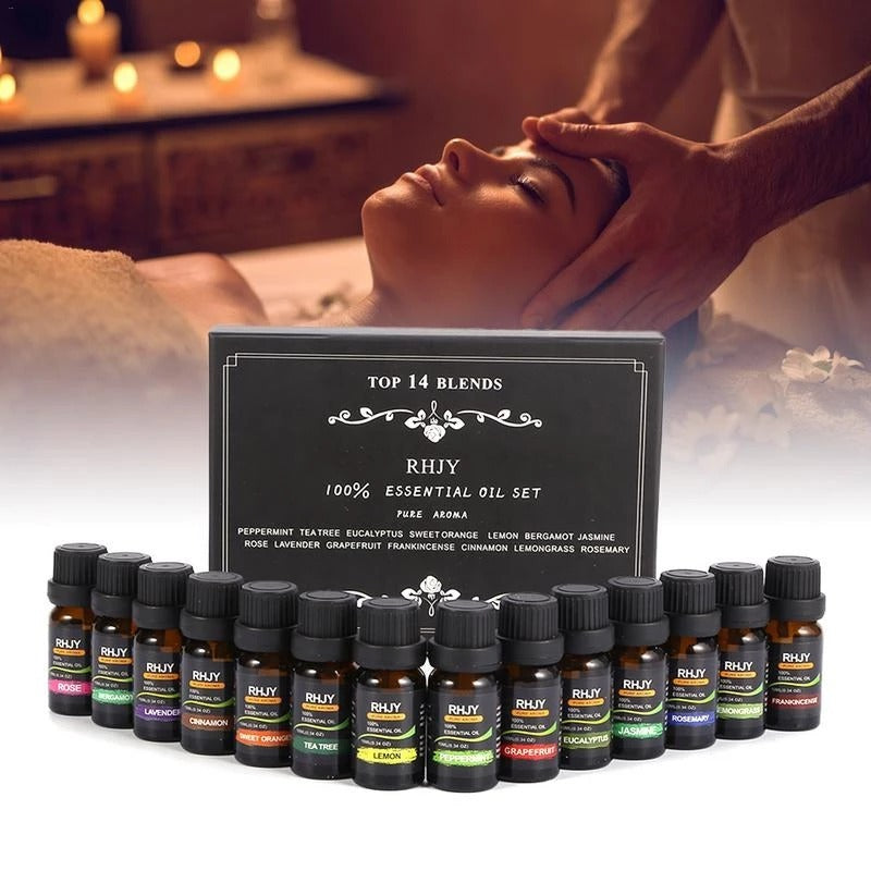 RHJY 100% Pure Essential Oil Set (14 Bottles)